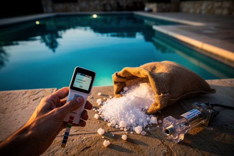 Piscine au sel : le bon dosage de sel, calcul et erreurs à éviter